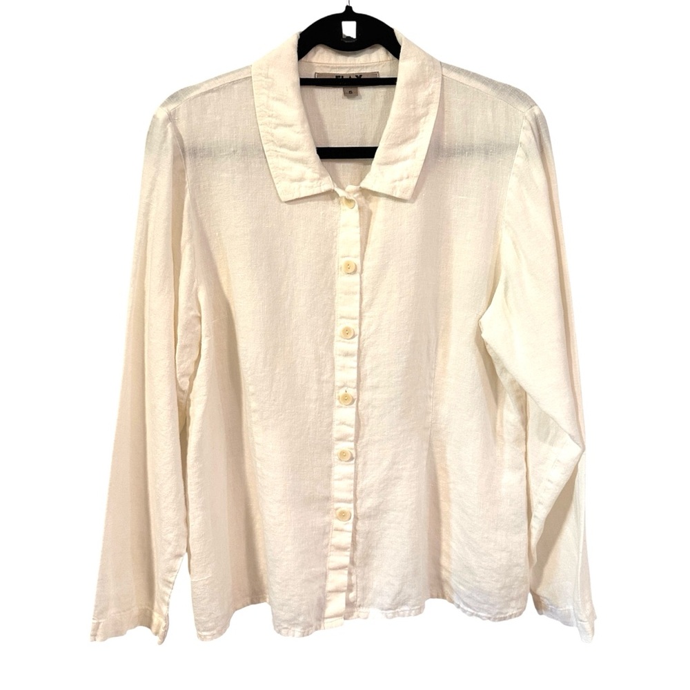 Flax Linen White Button Up Blouse